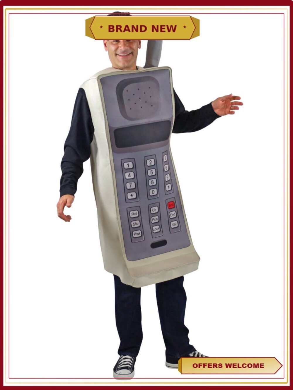 Retro Brick Cell Phone Costume Tunic Adult Halloween 53in